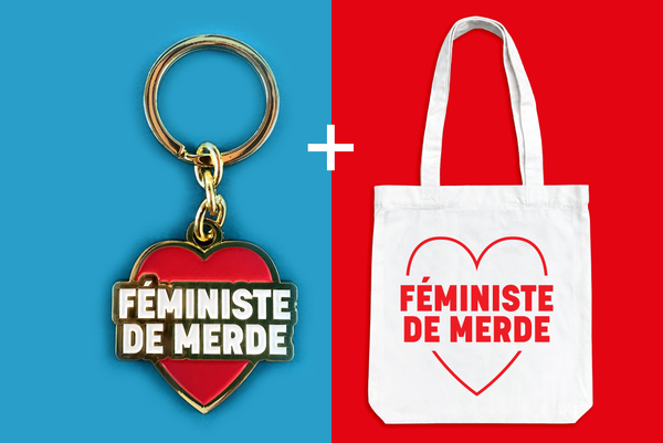 Totebag + porte-clés féministe de merde